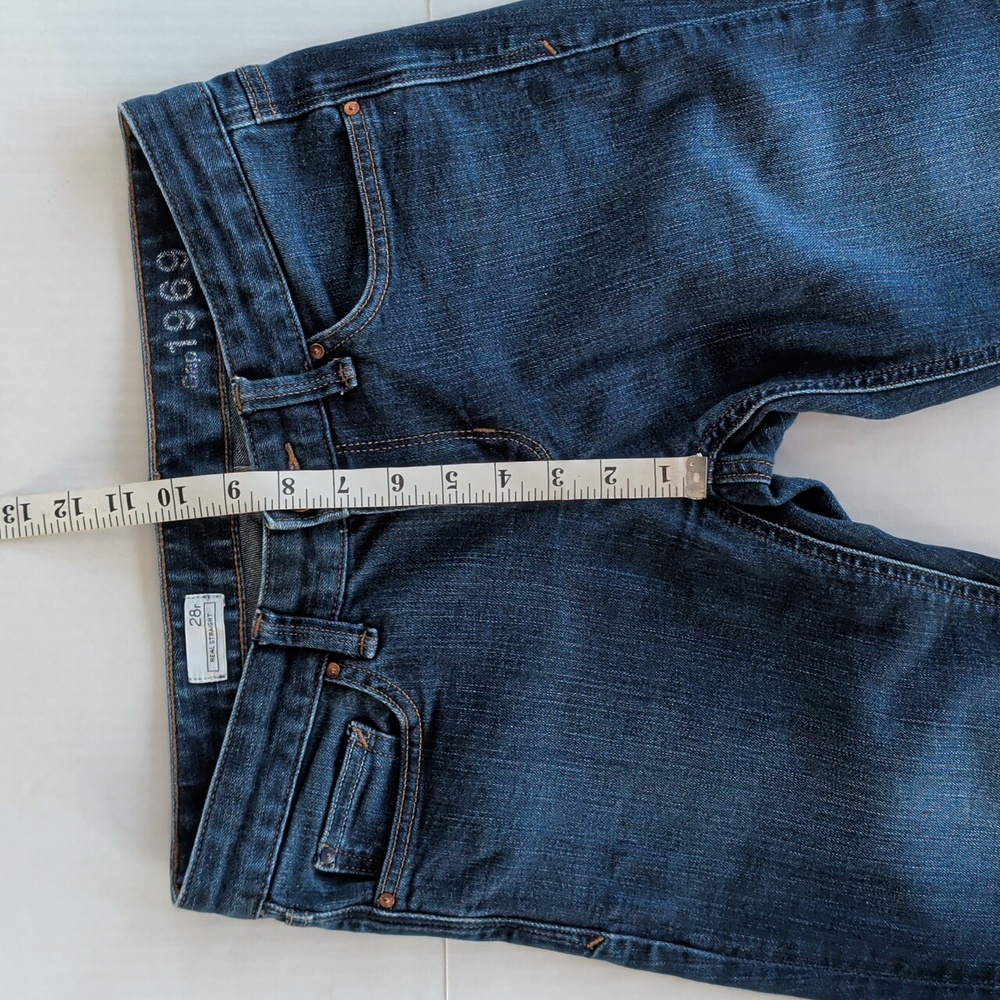 Gap 1969 Real Straight Leg Denim Jeans 28R Dark Wash Blue Pockets - Picture 11 of 16
